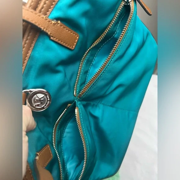 Michael Kors Teal and Brown Tote Bag - Picture 12 of 16